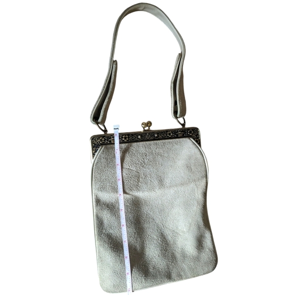 VTG 1960s Bags By Francois of California Purse - Beige With Gold Kiss Lock - Picture 8 of 10